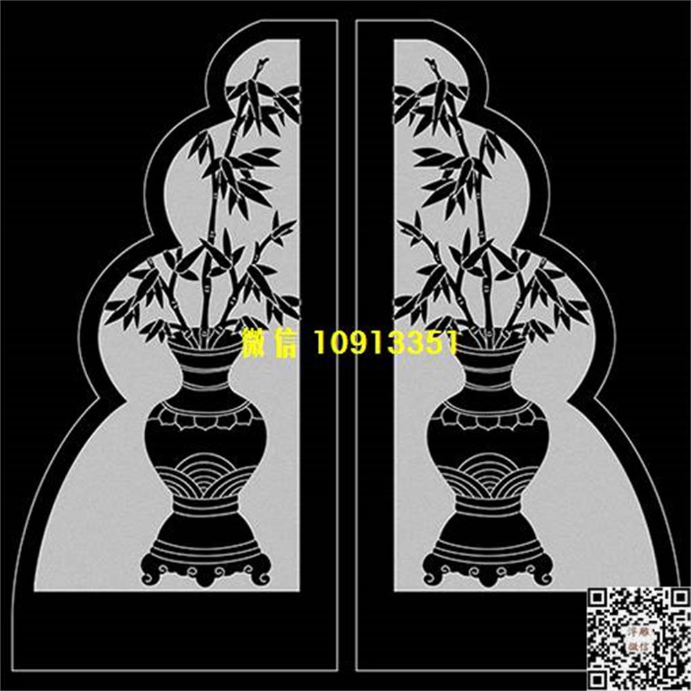 精雕图26a竹子花瓶抱鼓精雕图线雕图线条图单线铣底图_电脑雕刻plt文泰矢量图精雕图浮雕图